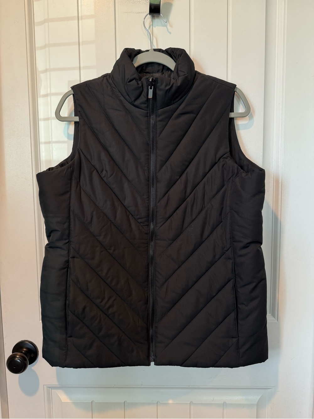 Lands' End Black Quilted Puffer Vest with Stand Collar